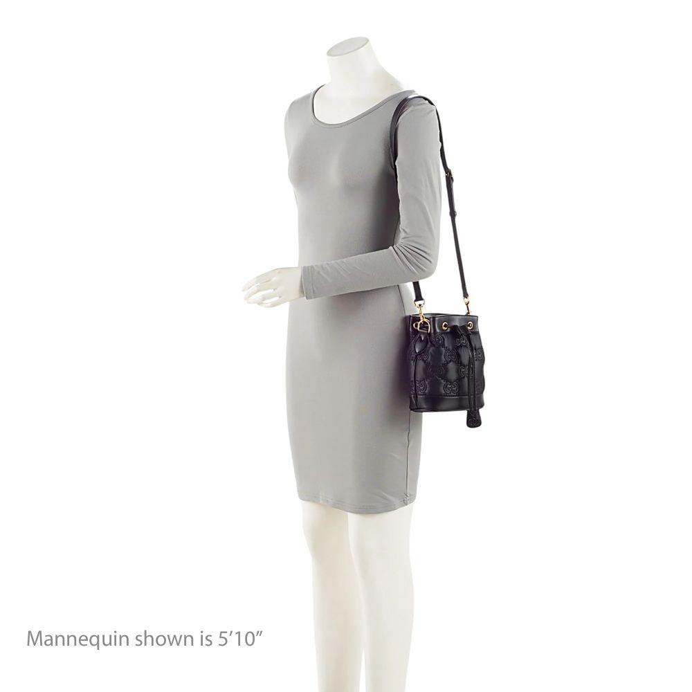 Gucci Jumbo GG Matelasse Bucket Bag - Leather - Black