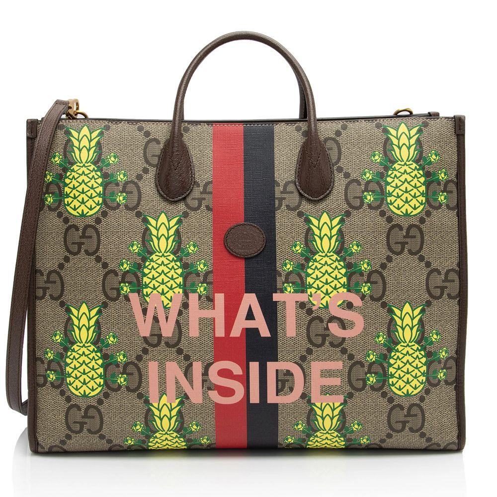 Gucci Jumbo GG Supreme Dollar Pineapple Medium Tote - Coated Canvas - Beige/Brown/Multicolor