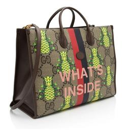 Gucci Jumbo GG Supreme Dollar Pineapple Medium Tote - Coated Canvas - Beige/Brown/Multicolor