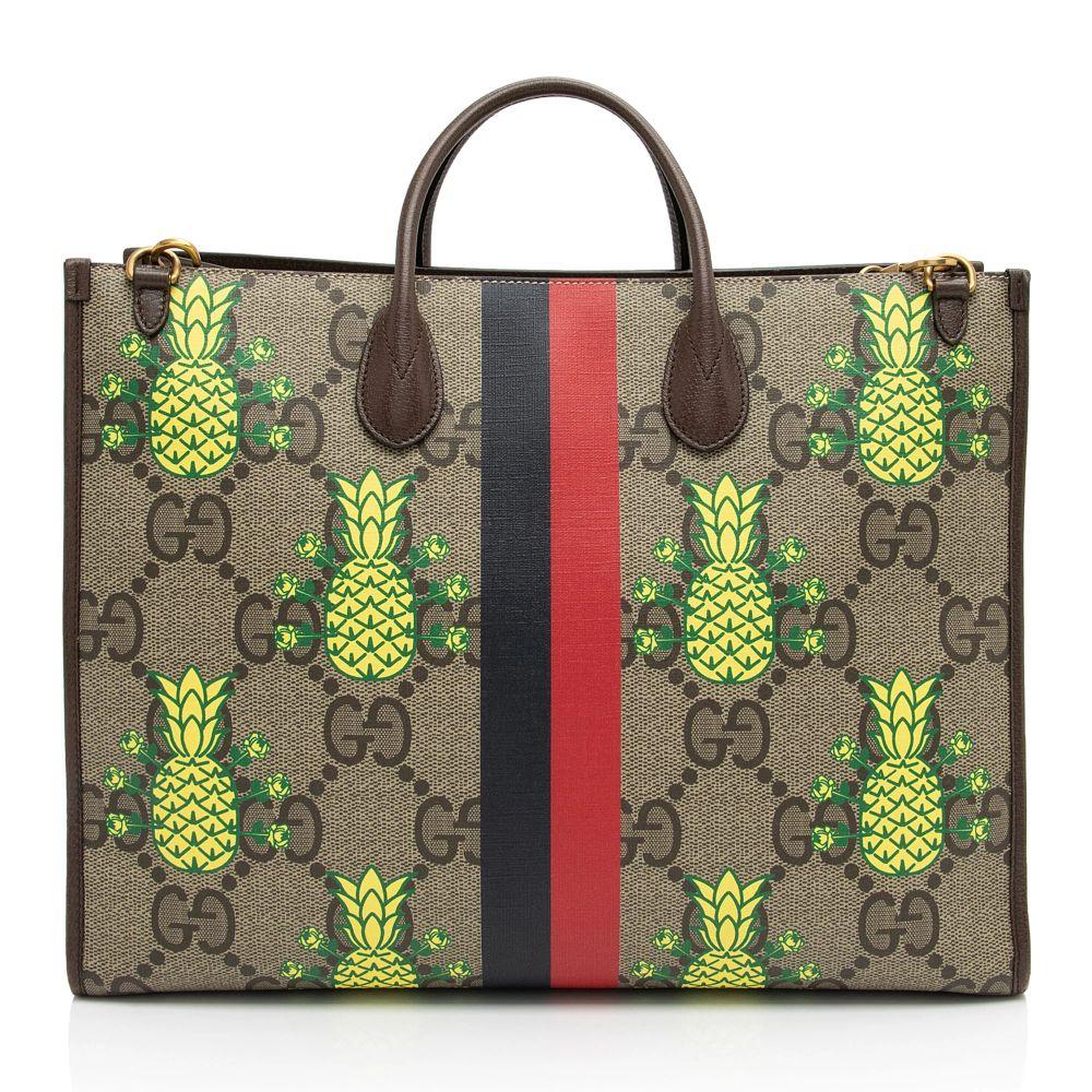 Gucci Jumbo GG Supreme Dollar Pineapple Medium Tote - Coated Canvas - Beige/Brown/Multicolor