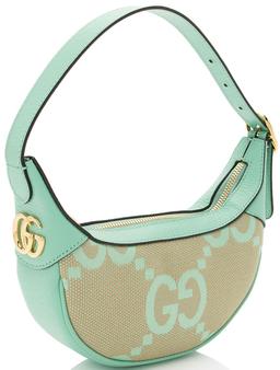Gucci Jumbo GG Web Half Moon Mini Hobo - Canvas - Beige/Green