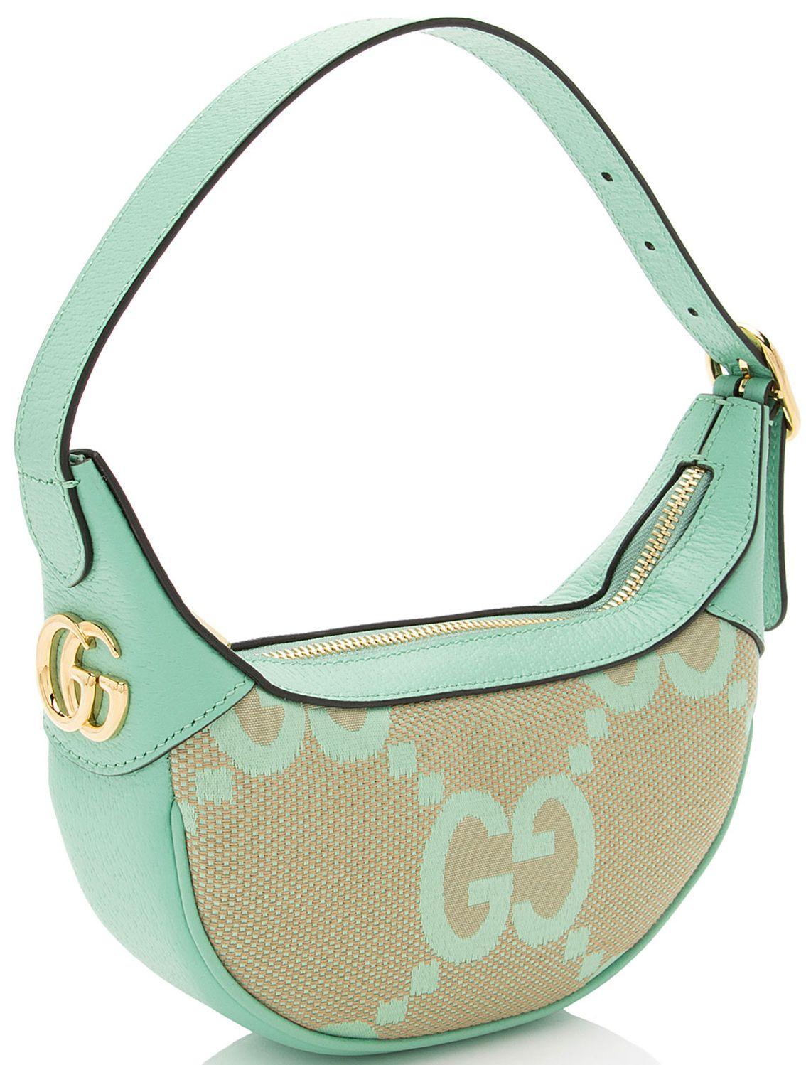 Gucci Jumbo GG Web Half Moon Mini Hobo - Canvas - Beige/Green