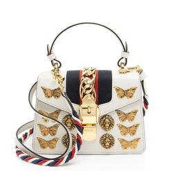 Gucci Leather Animal Studs Sylvie Mini Satchel - Leather - White