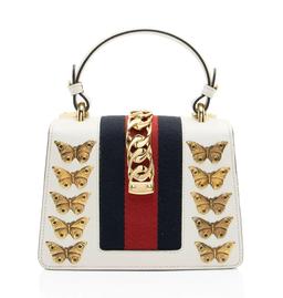 Gucci Leather Animal Studs Sylvie Mini Satchel - Leather - White