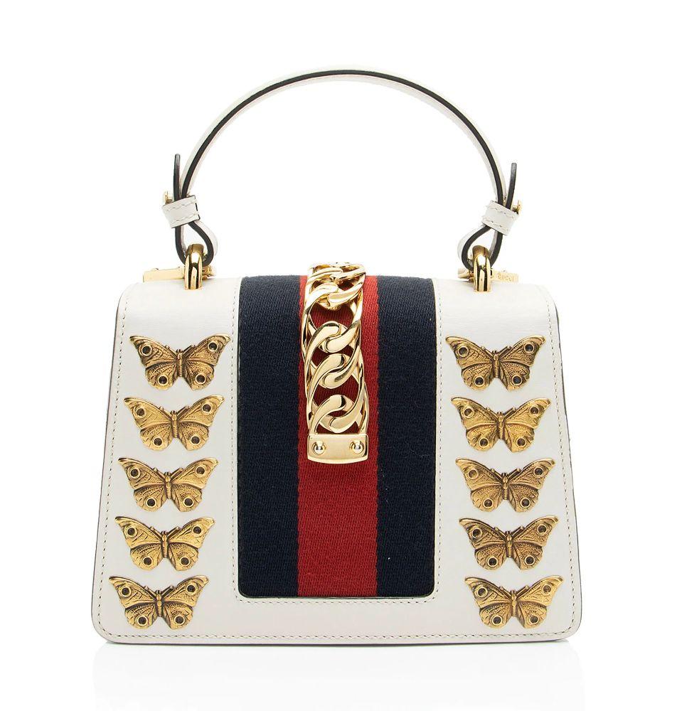 Gucci Leather Animal Studs Sylvie Mini Satchel - Leather - White