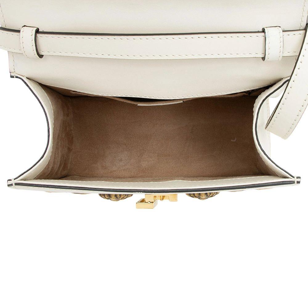 Gucci Leather Animal Studs Sylvie Mini Satchel - Leather - White