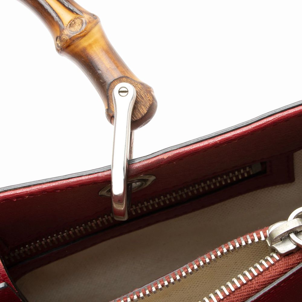 Gucci Leather Bamboo Blooms Medium Shopper Tote - Leather - Multicolor/Red