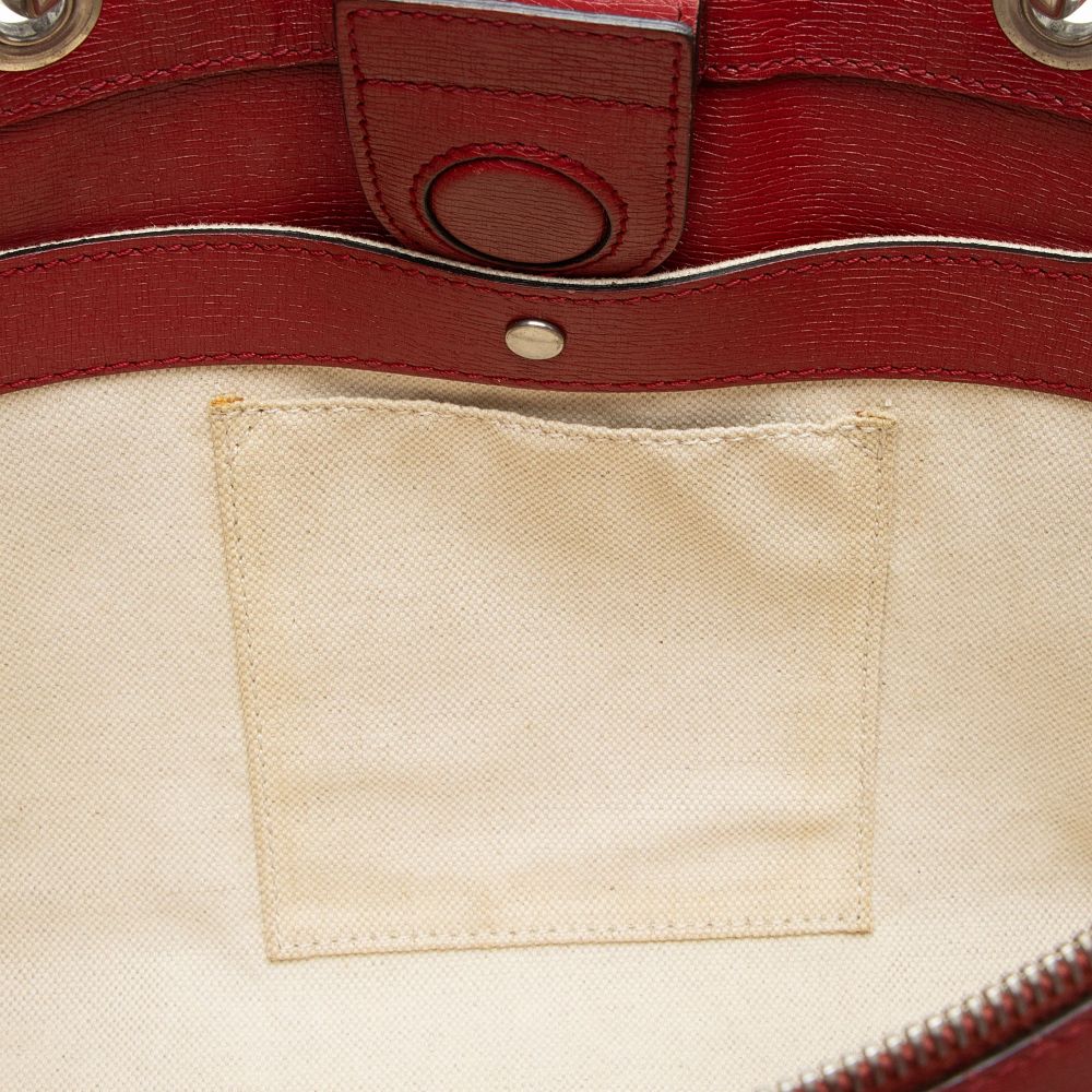 Gucci Leather Bamboo Blooms Medium Shopper Tote - Leather - Multicolor/Red