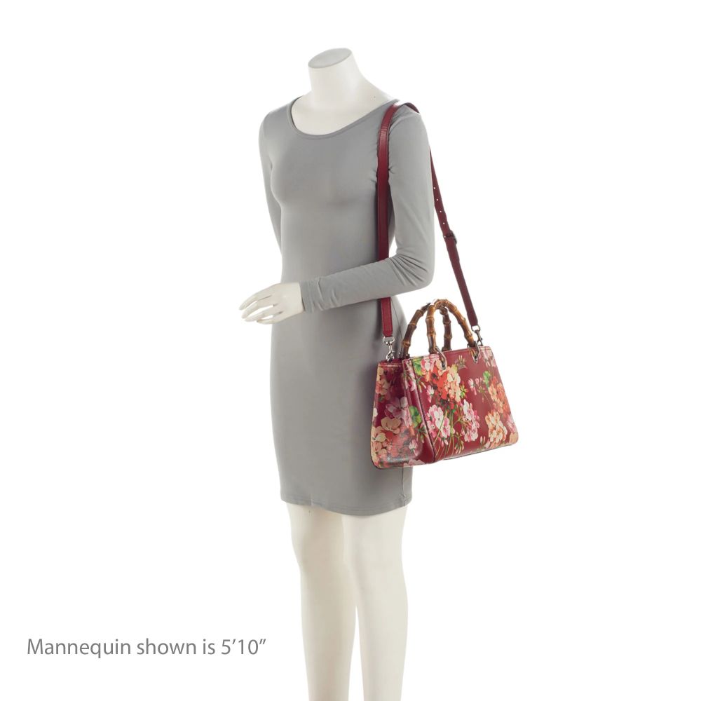 Gucci Leather Bamboo Blooms Medium Shopper Tote - Leather - Multicolor/Red