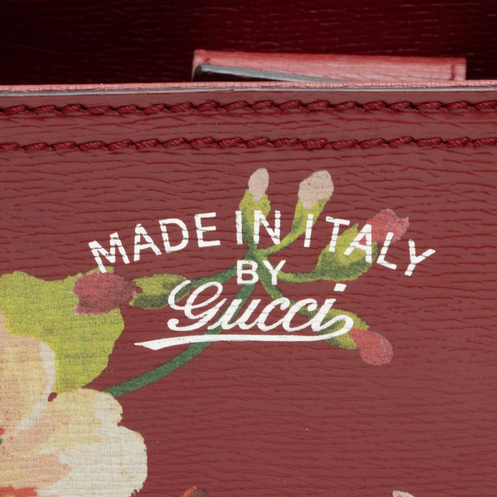 Gucci Leather Bamboo Blooms Medium Shopper Tote - Leather - Multicolor/Red