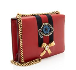 Gucci Leather Evil Eye Chain Medium Shoulder Bag - Leather - Red