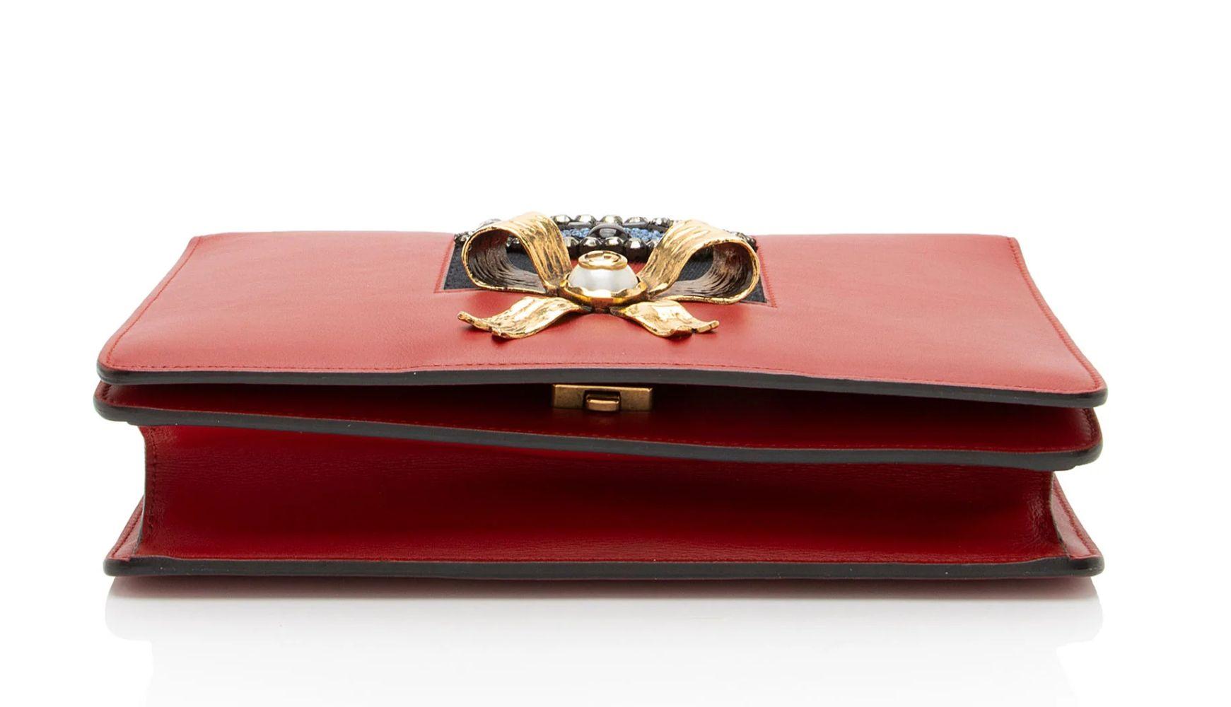 Gucci Leather Evil Eye Chain Medium Shoulder Bag - Leather - Red