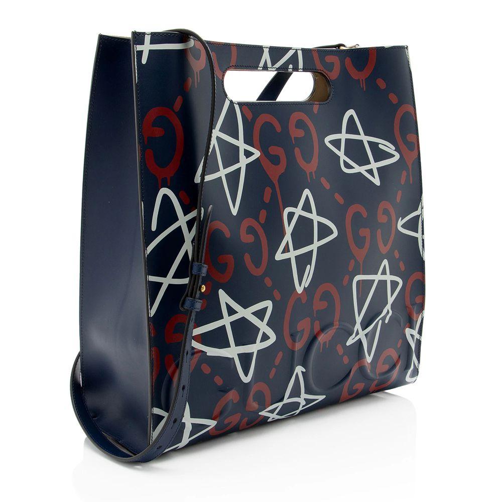 Gucci Leather Ghost Medium Tote - Leather - Red/White/Blue