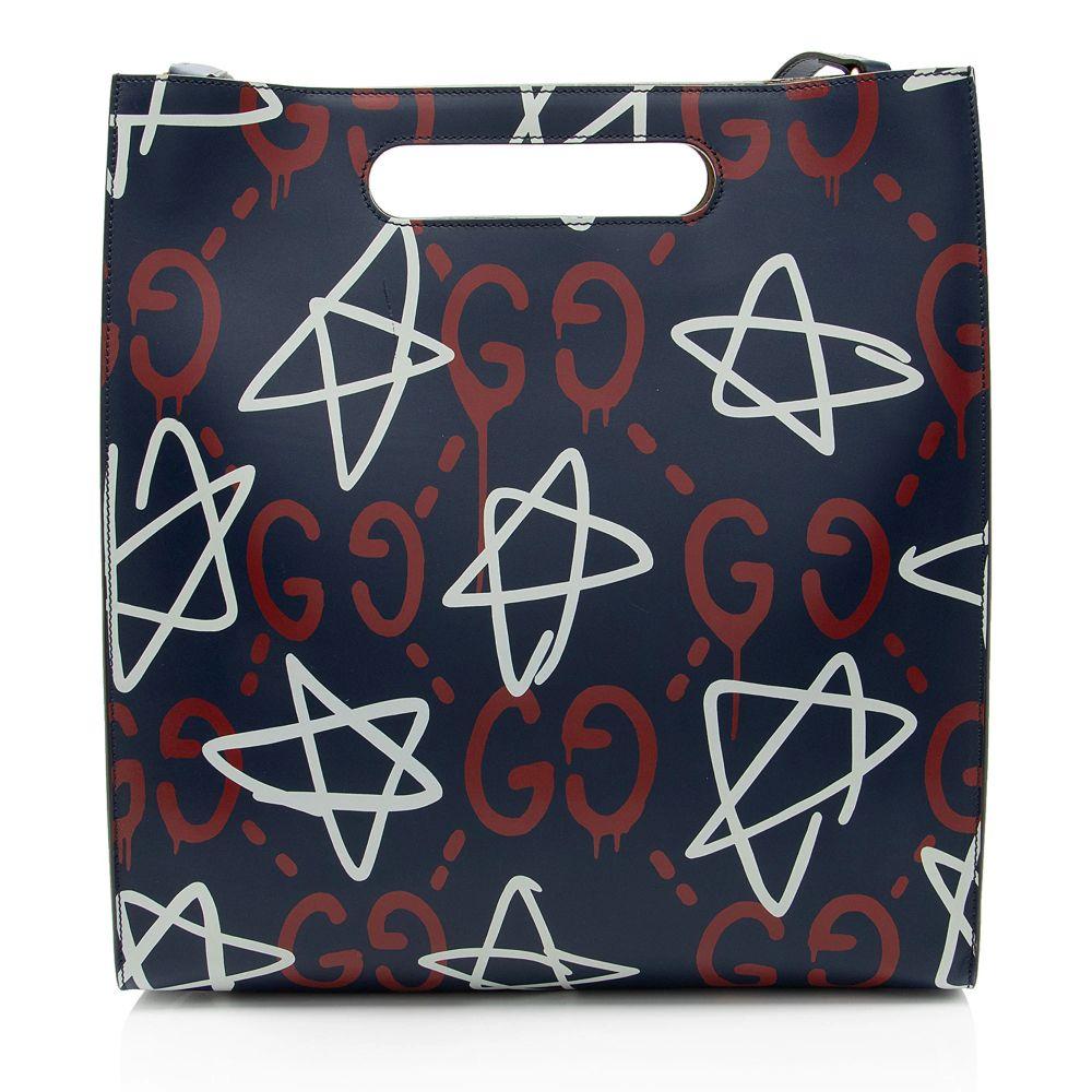 Gucci Leather Ghost Medium Tote - Leather - Red/White/Blue
