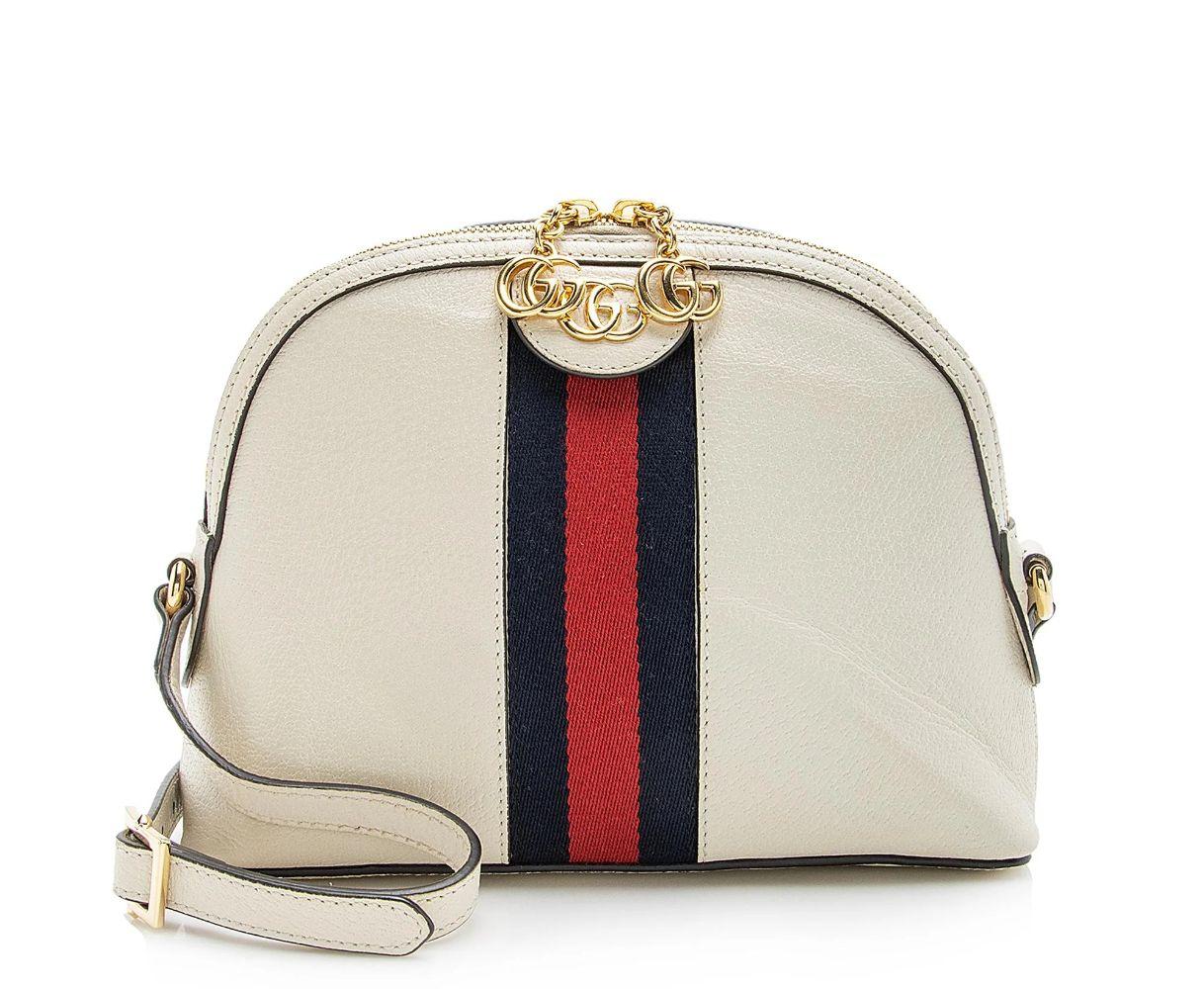 Gucci Leather Ophidia Dome Small Shoulder Bag - Leather - White