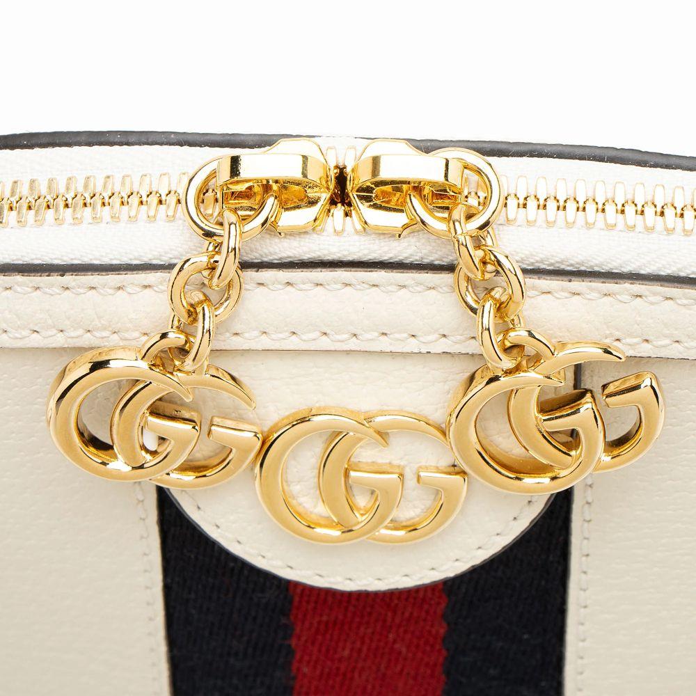 Gucci Leather Ophidia Dome Small Shoulder Bag - Leather - White