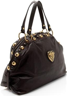 Gucci Leather Studded Babouska Dome Satchel - Leather - Brown