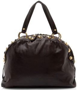 Gucci Leather Studded Babouska Dome Satchel - Leather - Brown
