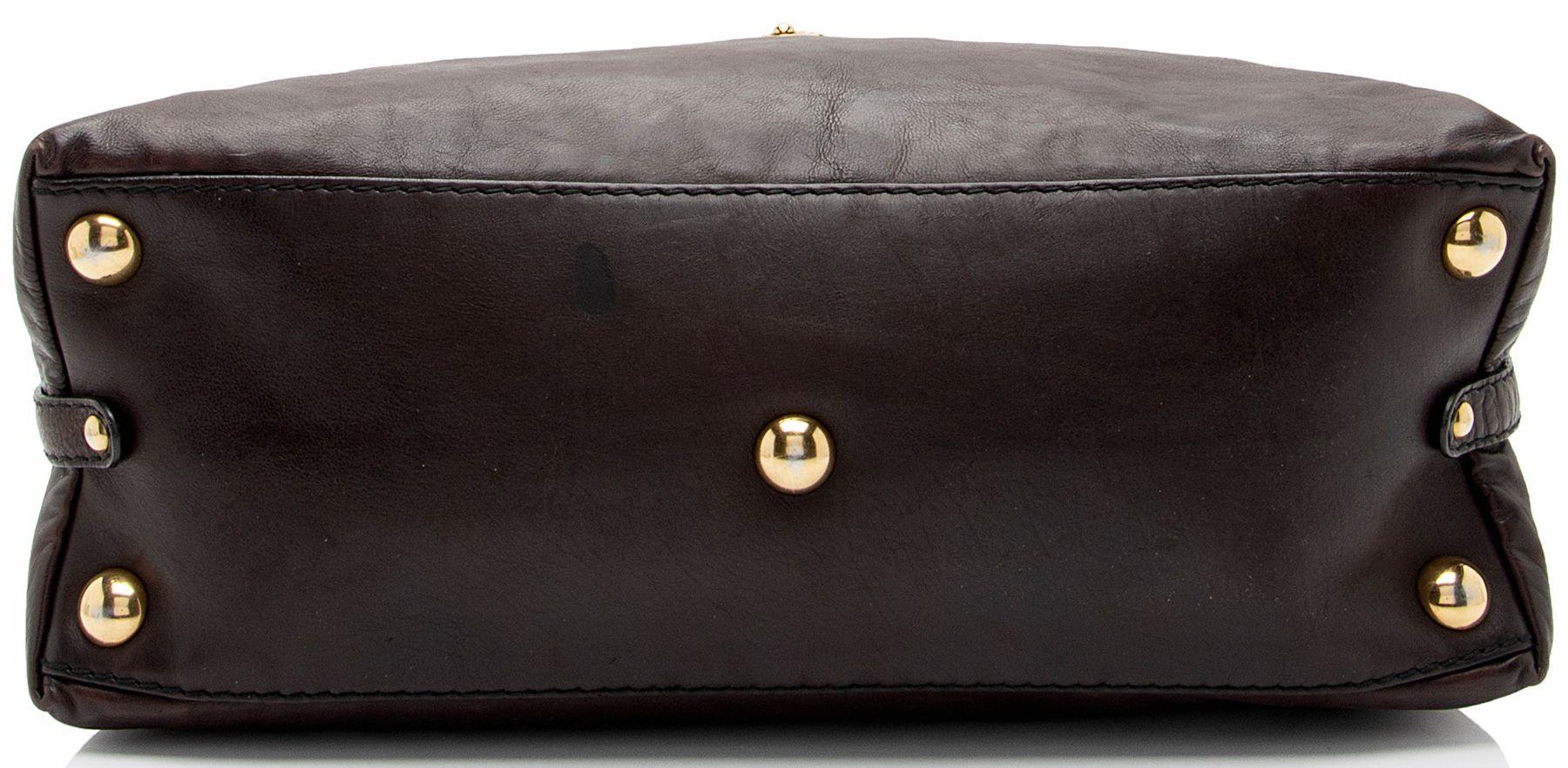 Gucci Leather Studded Babouska Dome Satchel - Leather - Brown