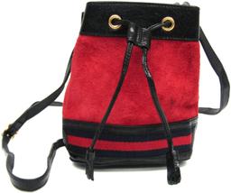 Gucci Leather Suede Shoulder Bag - Suede - Black/Navy/Red