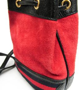 Gucci Leather Suede Shoulder Bag - Suede - Black/Navy/Red