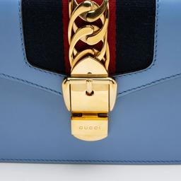 Gucci Leather Sylvie Mini Top Handle - Leather - Blue