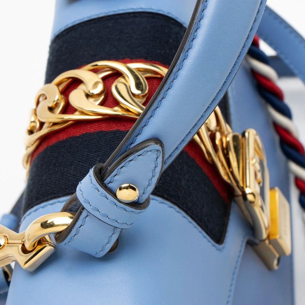 Gucci Leather Sylvie Mini Top Handle - Leather - Blue