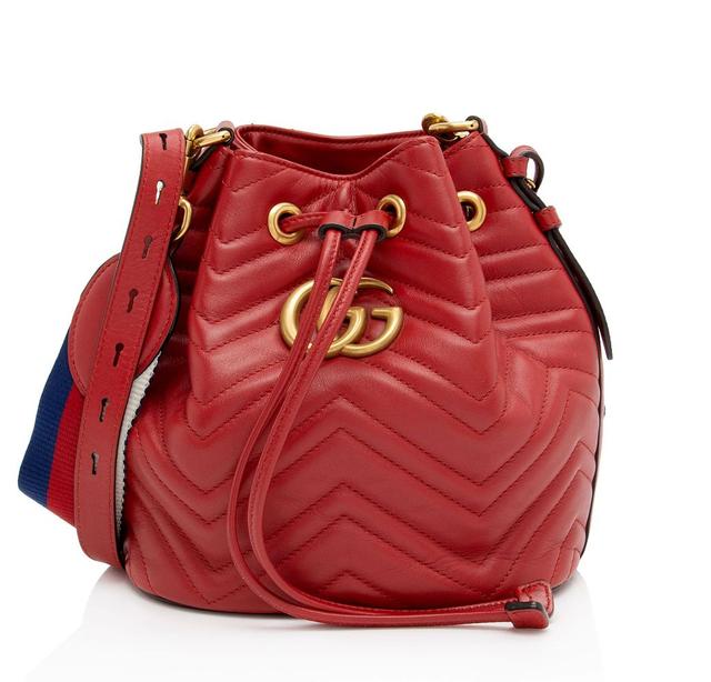 Gucci Matelasse Leather GG Marmont Bucket Bag