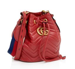 Gucci Matelasse Leather GG Marmont Bucket Bag - Leather - Red