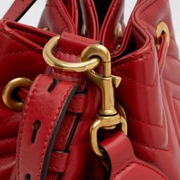 Gucci Matelasse Leather GG Marmont Bucket Bag - Leather - Red