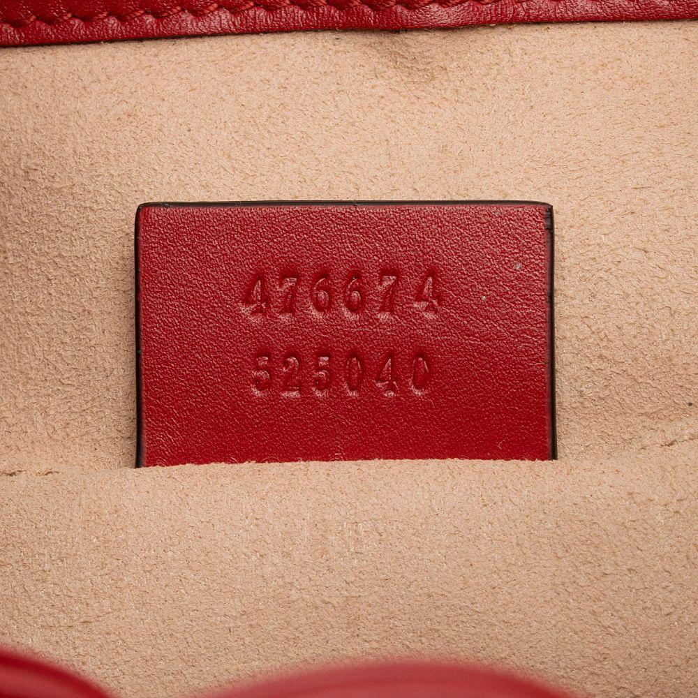 Gucci Matelasse Leather GG Marmont Bucket Bag - Leather - Red