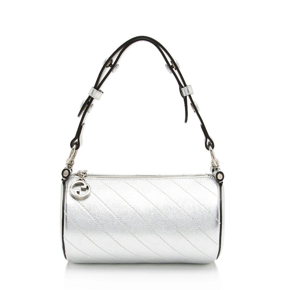 Gucci Metallic Calfskin Blondie Mini Barrel Bag - Calfskin - Silver