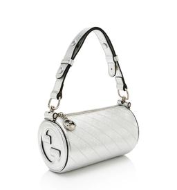 Gucci Metallic Calfskin Blondie Mini Barrel Bag - Calfskin - Silver