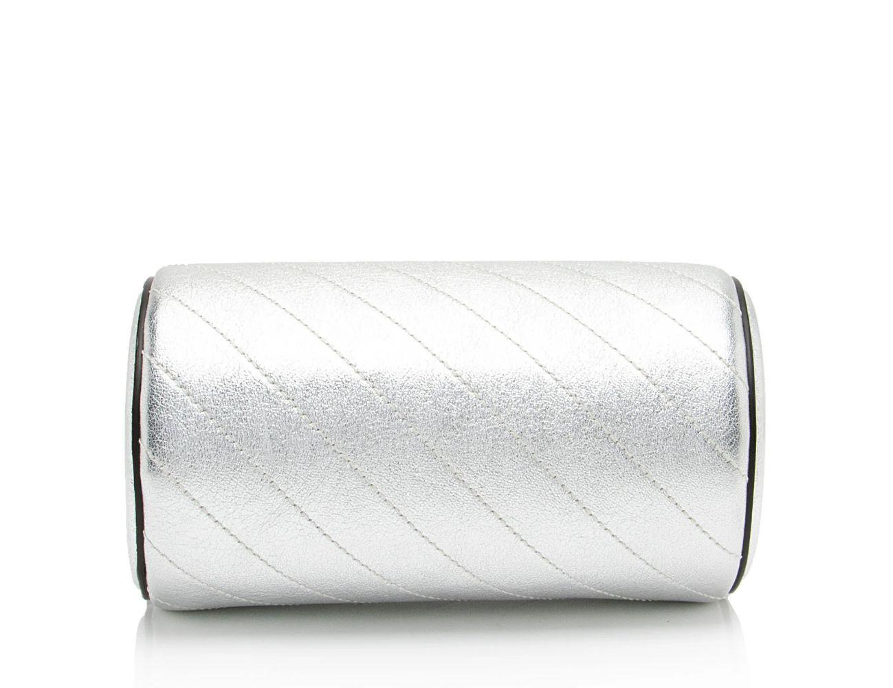 Gucci Metallic Calfskin Blondie Mini Barrel Bag - Calfskin - Silver