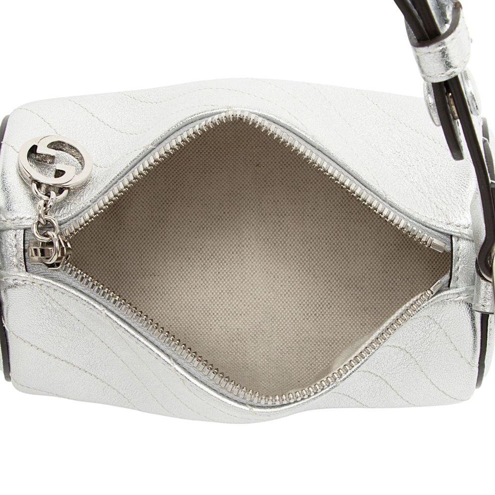 Gucci Metallic Calfskin Blondie Mini Barrel Bag - Calfskin - Silver