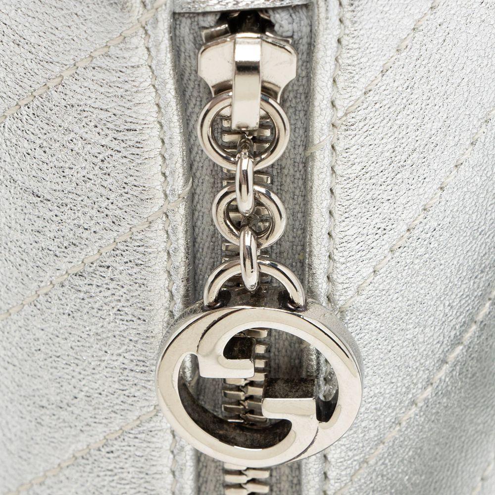 Gucci Metallic Calfskin Blondie Mini Barrel Bag - Calfskin - Silver