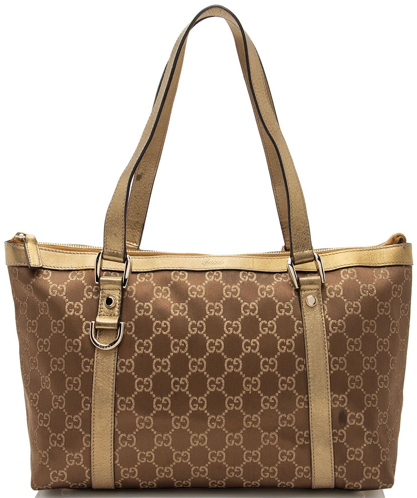 Gucci  Metallic GG Canvas Abbey Medium Tote - Brown/Gold - Metallic Leather - Excellent