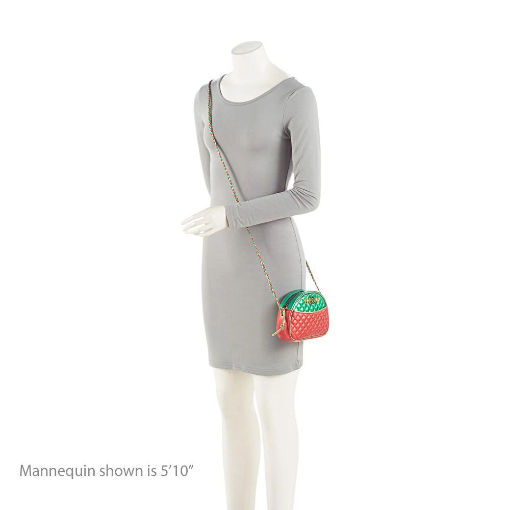 Gucci Metallic Leather Trapuntata Mini Bag - Metallic Leather - Green/Red