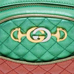 Gucci Metallic Leather Trapuntata Mini Bag - Metallic Leather - Green/Red