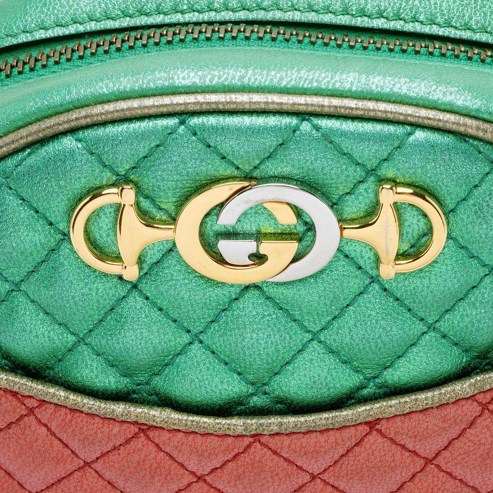 Gucci Metallic Leather Trapuntata Mini Bag - Metallic Leather - Green/Red