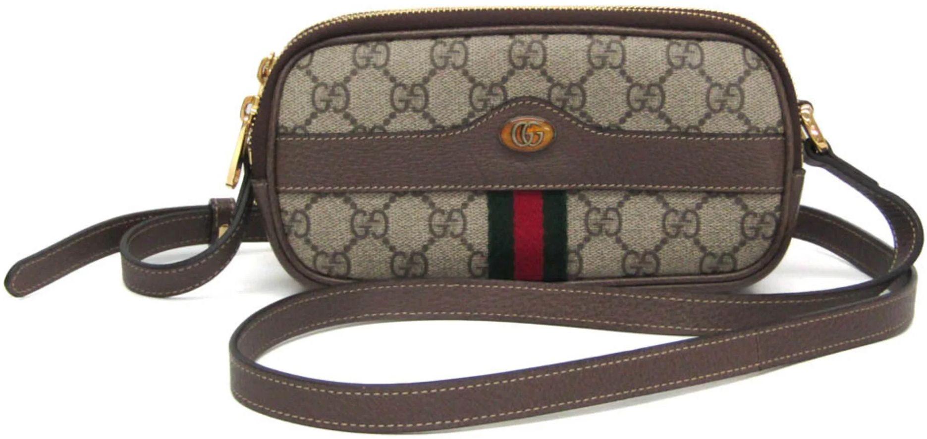 Gucci Ophidia Leather GG Supreme Shoulder Bag - Leather - Beige/Brown