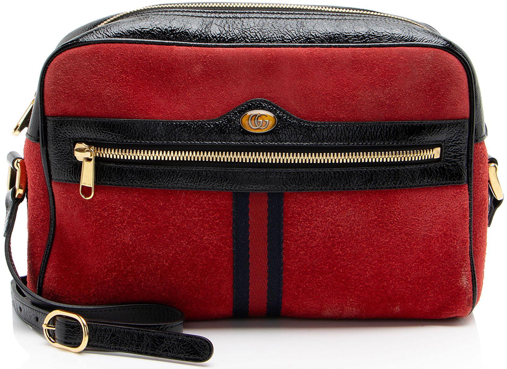 Gucci  Suede Ophidia Camera Bag - Red/Black - Patent Leather - Good