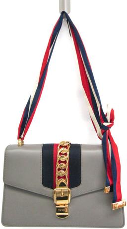 Gucci Sylvie Leather Shoulder Bag - Leather - Gray