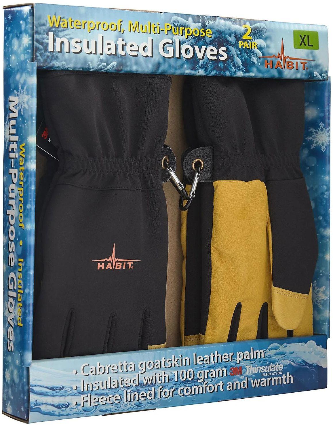 Habit  Waterproof Multi-Purpose Insulated Gloves XL - Black/Yellow - Brand New