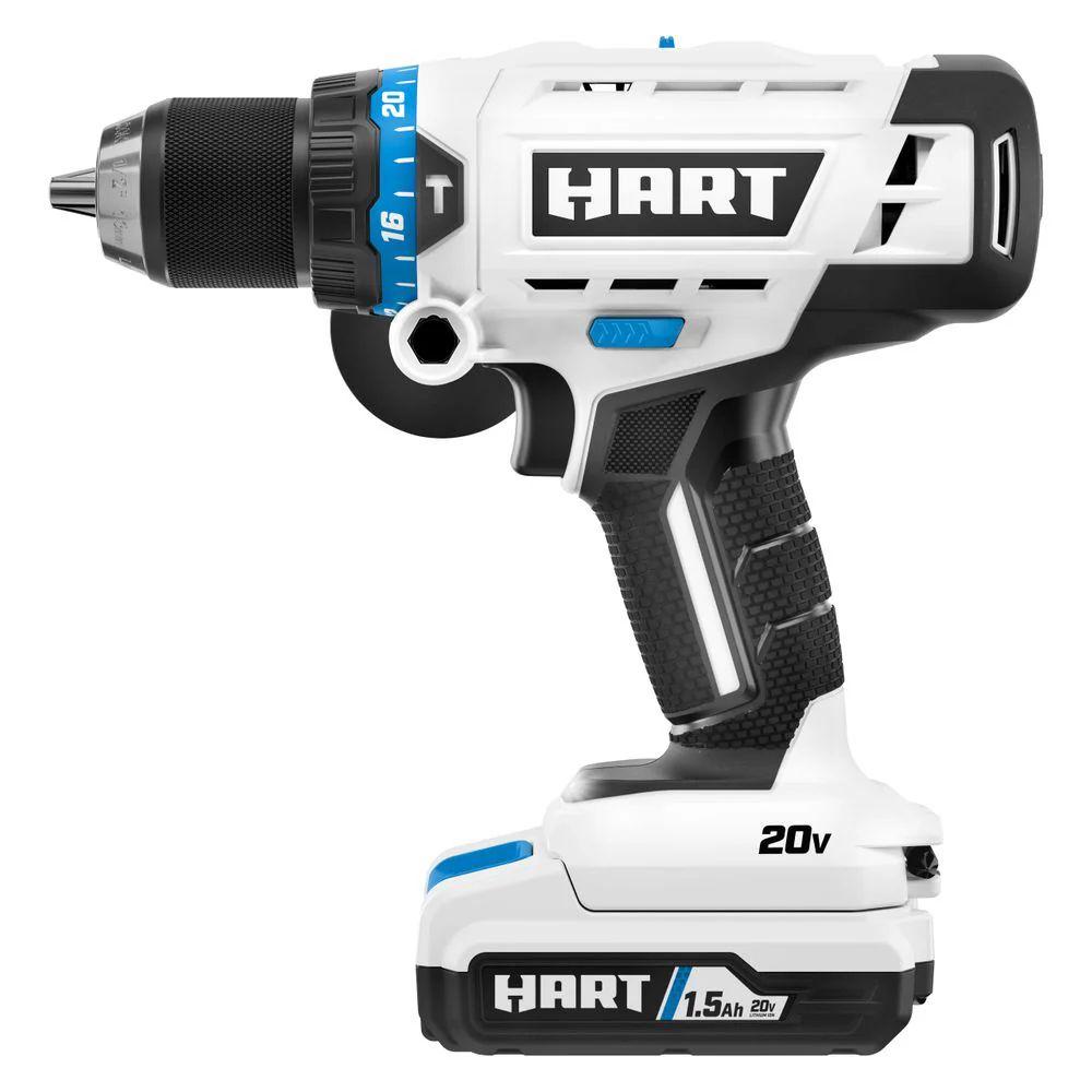 HART  HPHD02B 20-Volt Cordless 1/2-inch Hammer Drill Kit - White - Excellent