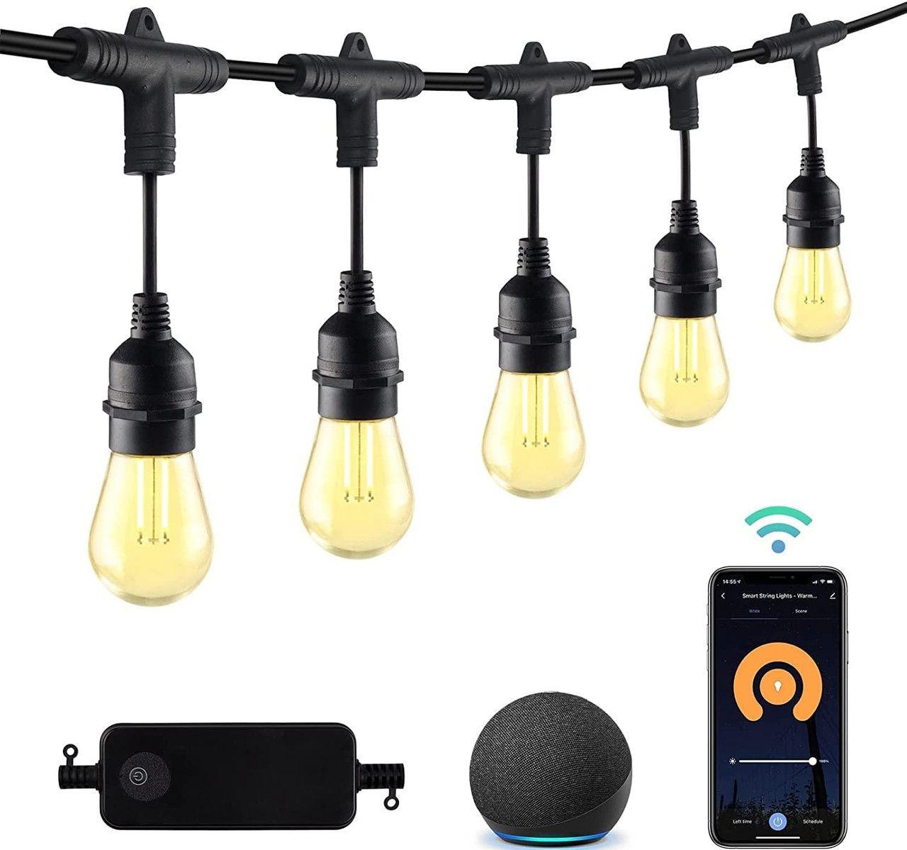 HBN  96ft 30 LED Smart Outdoor String Lights  - Black - Excellent