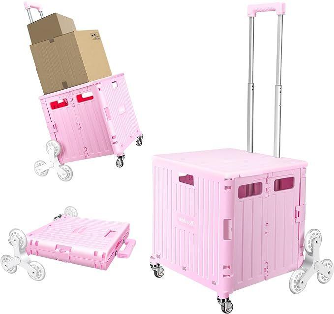 Honshine Foldable Cart with Stair Climbing Wheels - Pink