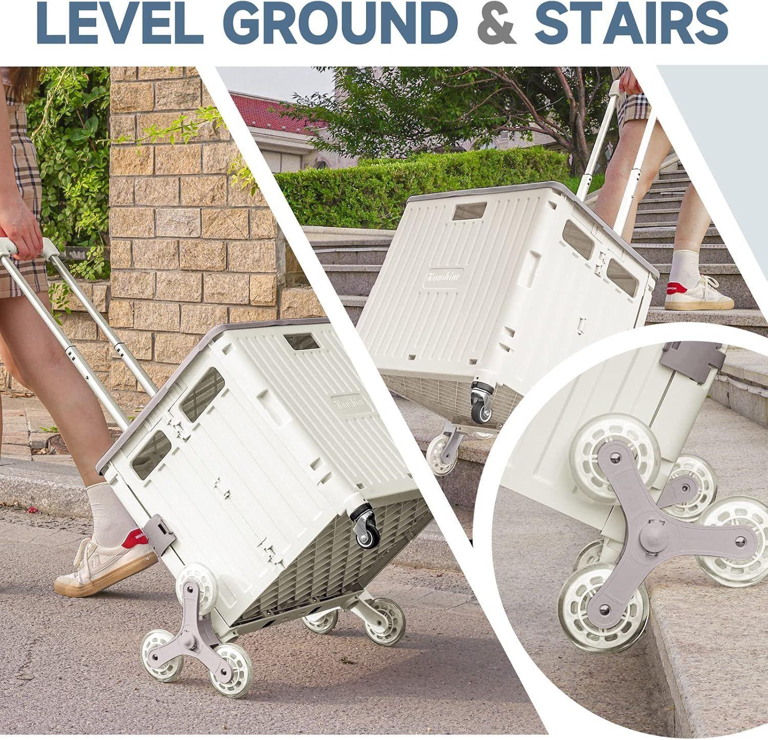Honshine Foldable Cart with Stair Climbing Wheels - White
