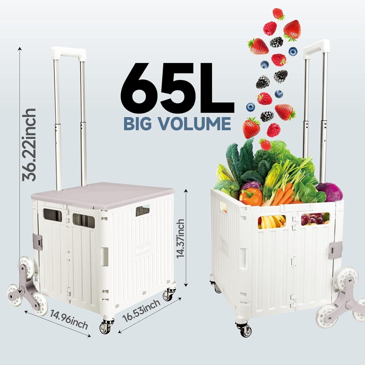 Honshine Foldable Cart with Stair Climbing Wheels - White