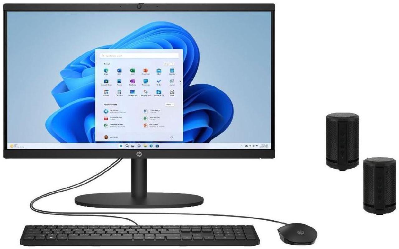HP  22-dg0009 AIO Desktop 21.45" with 2 BT Speakers - Intel Pentium N200 1.1GHz - 128GB - Black - 8GB RAM - Excellent